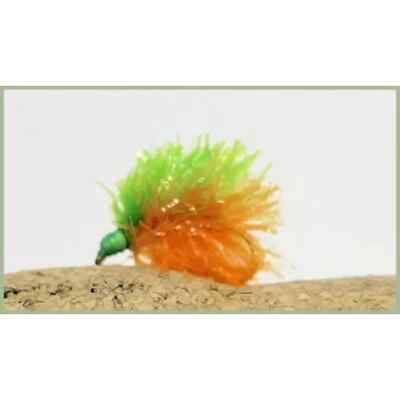 Blob Angeln Fliegen, 6er Pack zweifarbig, Limette & Orange Blob Größe 10 Blob Forellen Fliegen