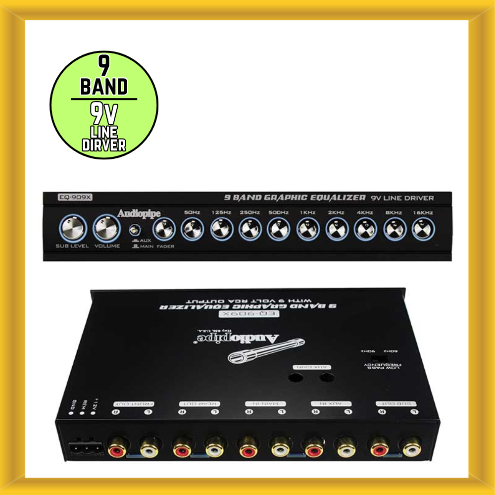 Audiopipe EQ-909X 9 Band Graphic Equalizer with 9 Volt Line Driver