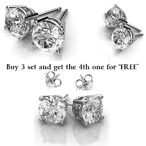 Pendientes Platino Platinado Redondos 8MM A+++ Circonita Cúbica Foto 3 de 4