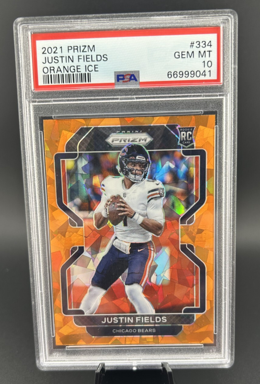 2021 Panini Prizm #334 JUSTIN FIELDS RC ORANGE ICE PSA 10