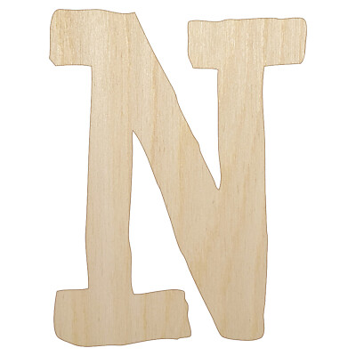 Letter N Uppercase Cute Typewriter Font Unfinished Wood Shape Cutout DIY Craft