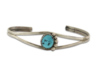 Vintage Navajo Bracelet 925 Silver Blue Turquoise Handmade Signed P