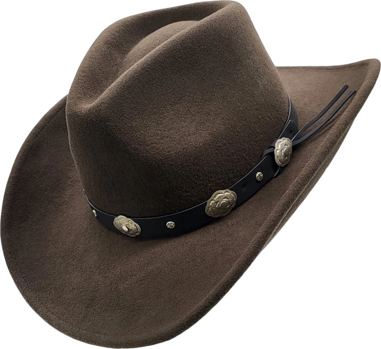 Western Style Cowboy Hat 100% Wool American Hat Vintage Stiff Brim Cattleman Hat