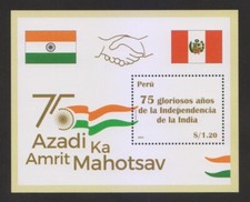 Peru 2022 Azadi Ka Amrut Mahotsav India Indian Flag Miniature sheet MNH