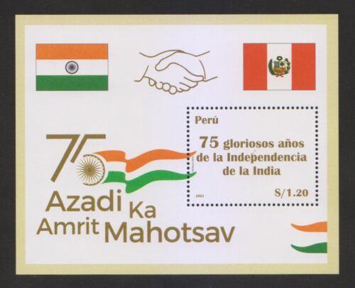 Peru 2022 Azadi Ka Amrut Mahotsav India Indian Flag Miniature sheet MNH