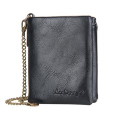 Vintage Men's Leather Money Multi Card Position Chain Coin Purse Travel CardCase