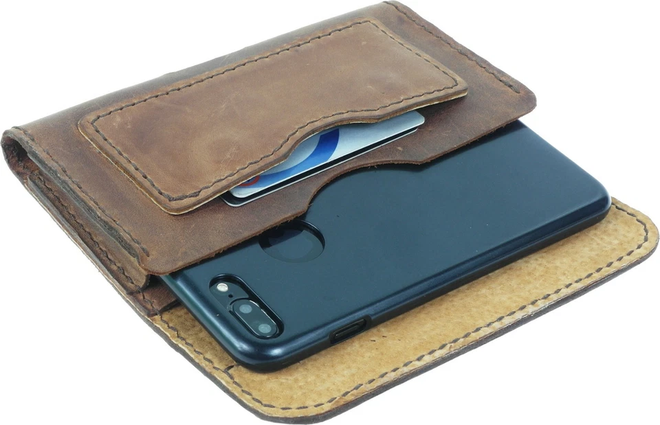 HORIZONTAL HAND-SEWN OF GENUINE LEATHER CRAFT WAIST POUCH CASE COVER FOR IPHONES - Image 4 of 4