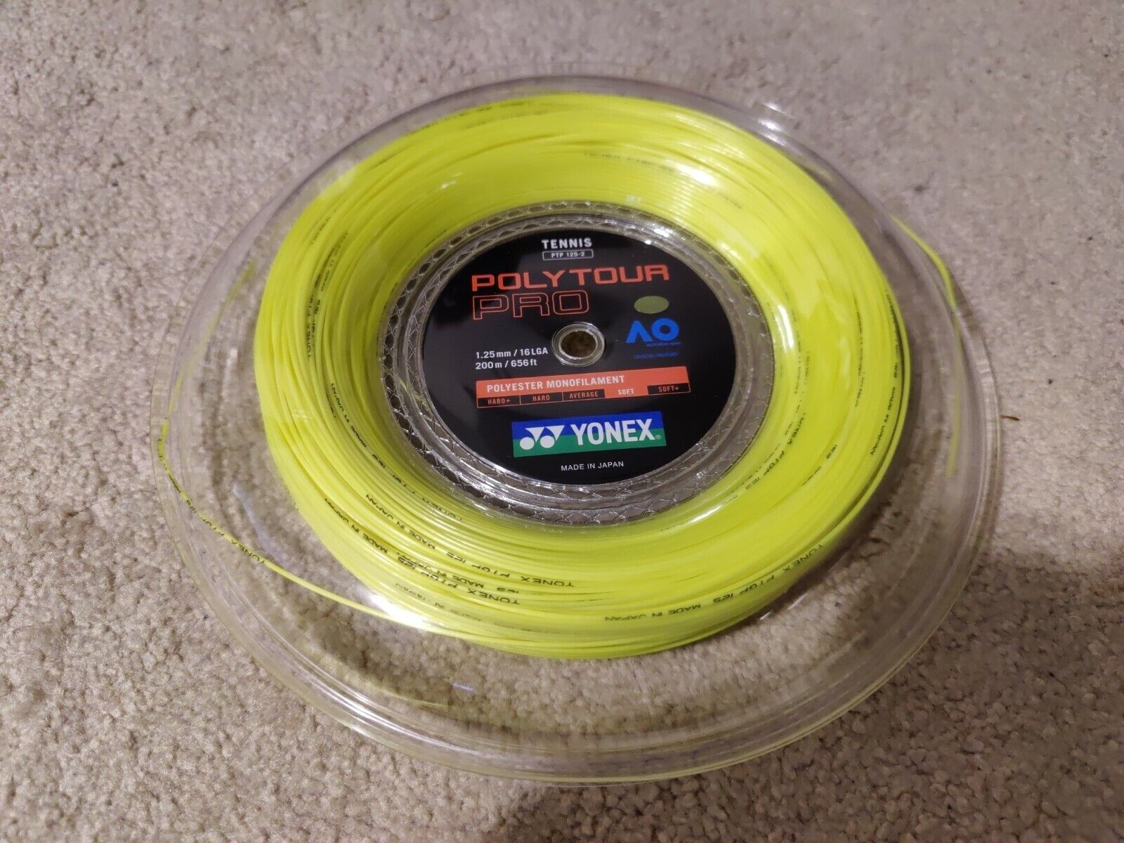 New Yonex Poly Tour Pro (PTP 1.25 125) 16L Tennis String Reel Yellow 200m  656ft