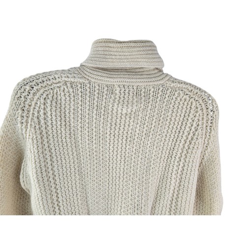 Schulterklappen Wolle schwerer dicker Zopfmuster Schal Cardigan Pullover Italy 42 M - Bild 18 von 18