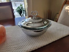 NOS Shelton Ware NYC Chrome Casserole covered Serving Dish -Fire King Glass Dish