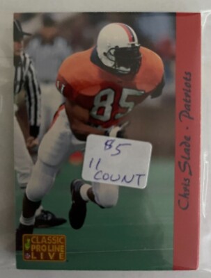 1993 Pro Line Live #175 Chris Slade RC, 11 card lot. New England Patriots