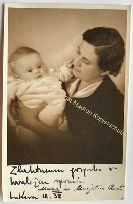 orig. Photo Postcard Mother Child 1938
