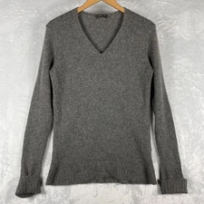 PAS DE CALAIS Pullover Sweater 100% Cashmere Gray V Neck Size 36
