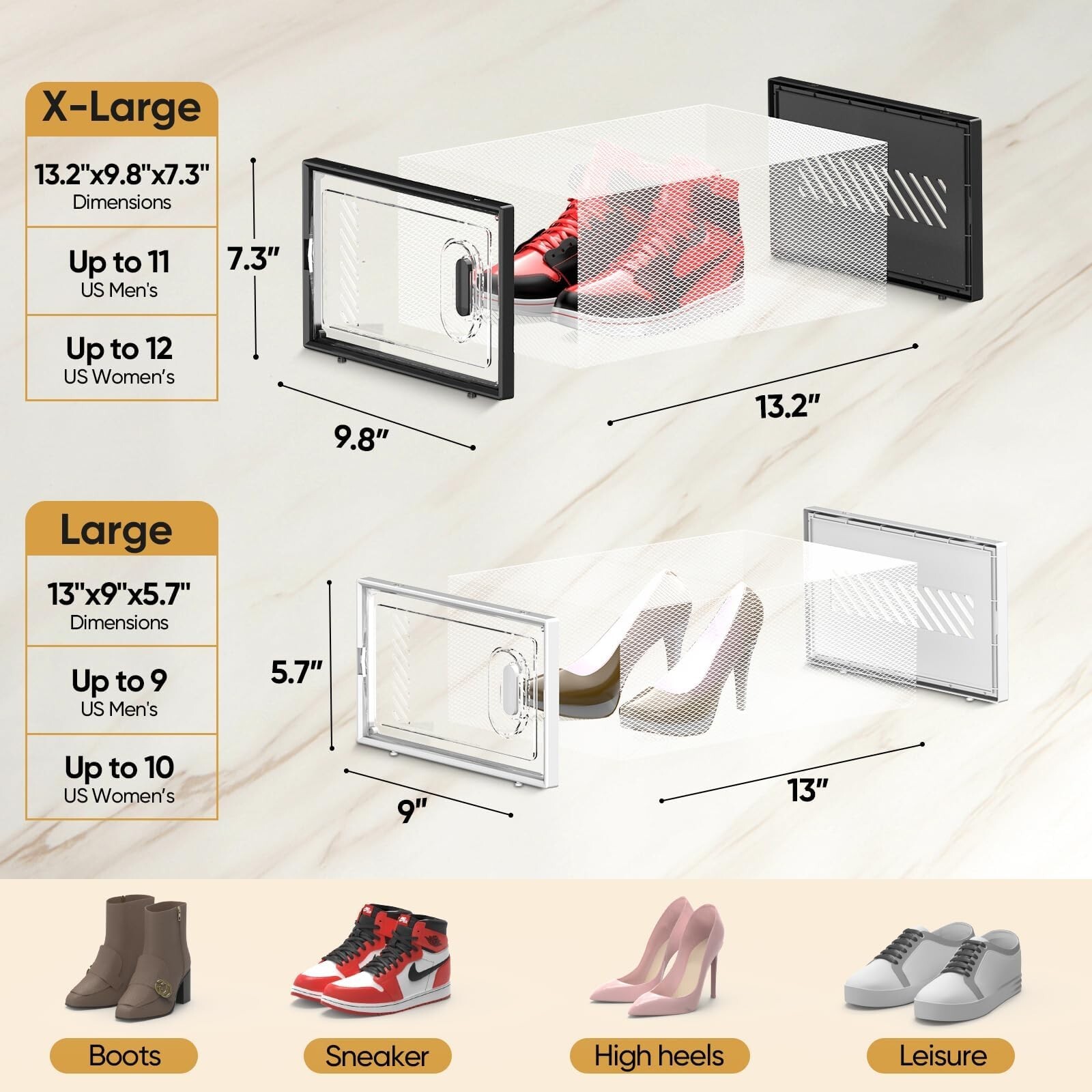 BALEINE 12 Pack Stackable Shoe Storage Boxes Fit … - image 4