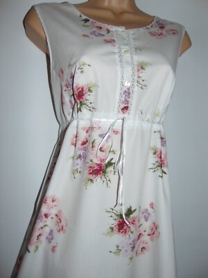Laura Ashley Vintage Charming Cottagecore Baumwolle Spitze Band Nachthemd, Medium