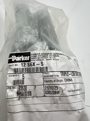 BAG OF 5 PARKER TRIPLELOK 3/4'' FEMALE SWIVEL NUTxMALE FLARED 1/2'' TUBE 12 S6X-S