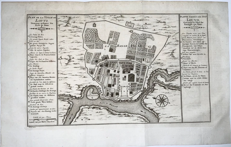 1755 Bellin; Schley, Plano de la ciudad de Lopburi, Tailandia, Ville de Louvo, Mapa Foto 2 de 2