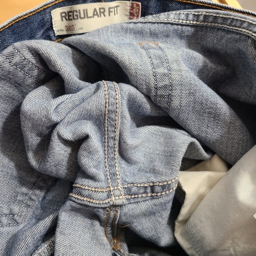 Vaqueros azules para hombre Levi's 505 36x30** de ajuste regular recto medio lavado denim usados - Imagen 18 de 18