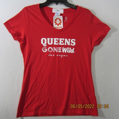 Port & Company Womens Small Red Short Sleeve Queens Gone Wild Las Vegas Casual  