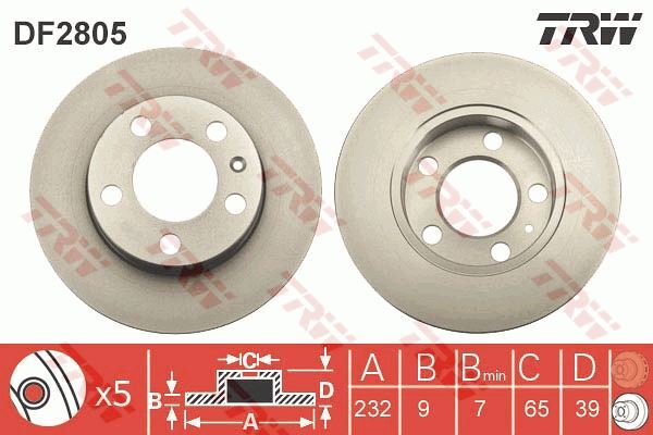 Jeu de 2 disques de frein Audi A2 1.4 TDI et Golf IV 1.9 TDI en acier plein de 256mm