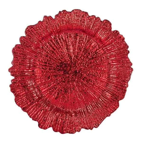 Placa Cargador Plástico Acrílico Patrón Arrecife Rojo 6 Piezas Acabado Brillante  Foto 4 de 4