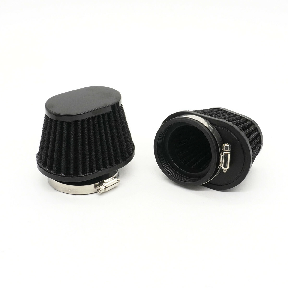 2Pcs Motorcycle Racing Air Filter 55mm Air Intake High Flow Cone Filter Black