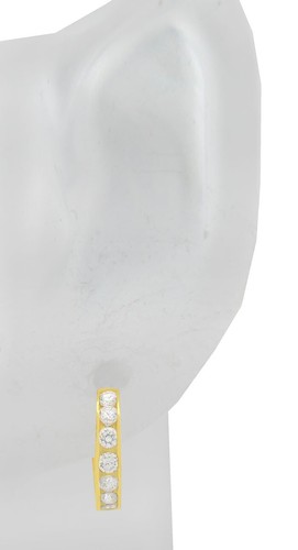 LAB CREATED WHITE SAPPHIRES HUGGIES EARRINGS 14K YELLOW GOLD - New With Tag - Picture 4 of 4