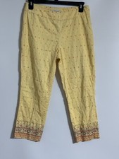 Vintage 70s Pants Womens 8 Hippie Boho Floral Embroidered Hem Retro Cottagecore