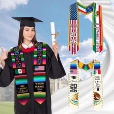 Personalized Mexican Stole,Custom Mexican Graduation Sash,Mexican American Flag