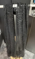 Cejon Black Sequin Scarf Wrap Scalloped Large 72x22