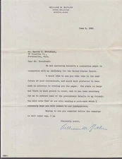 William M Butler for US Senator campaign letter card & envelope 1930 Mass MA