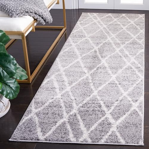 Adirondack Collection Runner Rug 2x6 Ivory Silver Modern Moroccan Design
