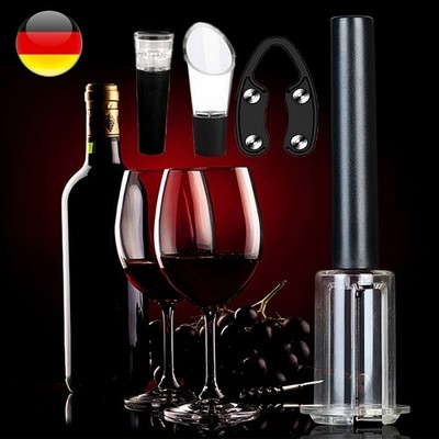 4Tlg Air Pressure Wine Opener Bar Zubehör Vacuum Wine Bottle Corkscrew DE