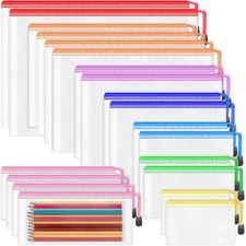 20Pcs Mesh Zipper Pouch Bags,8 Sizes 8 Colors Plastic Pencil Pouch Waterproof