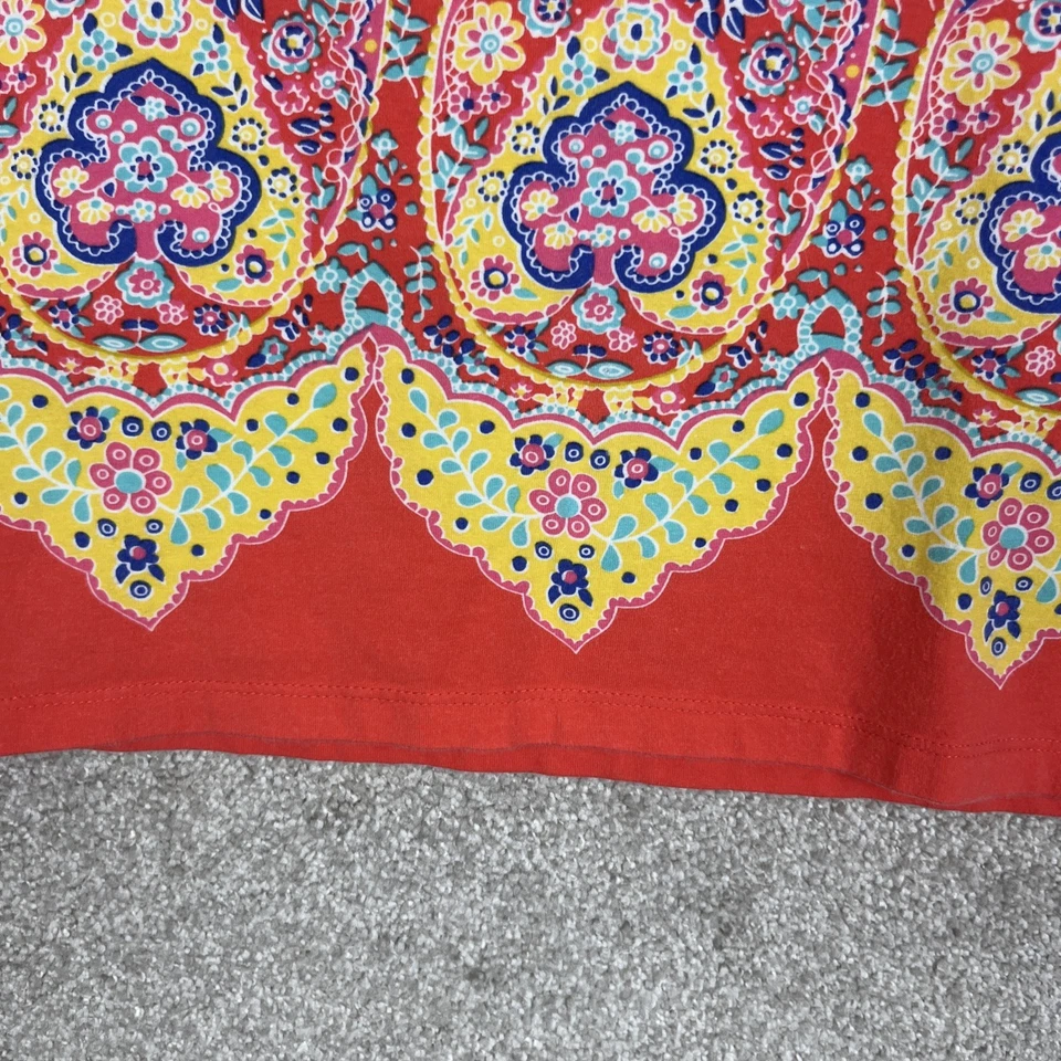 Camisa Talbots Mujer Pequeña Pequeña Naranja Floral Cachemira Manga 3/4 Elastizada-3074* Foto 3 de 4