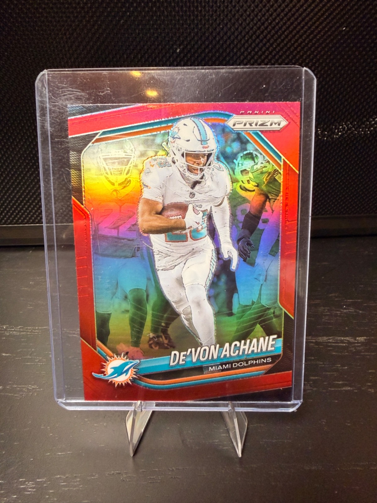 2025 Panini Prizm Devon Achane Red Prizm SP #150 Miami Dolphins