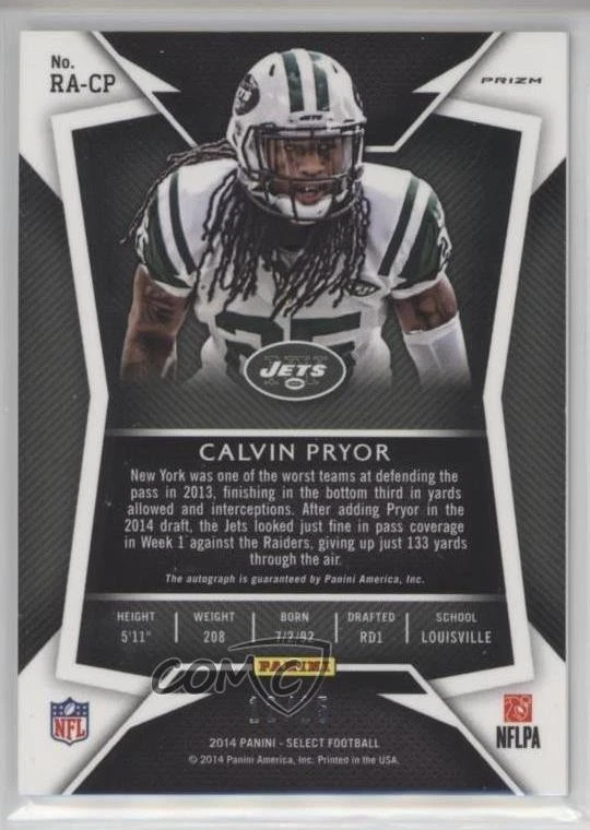 2014 Panini Select Rookie Auto Red Mojo Prizm /15 Calvin Pryor #RA-CP Auto RC - Image 2 of 2