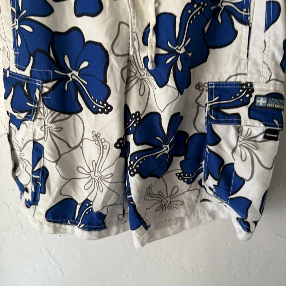 Bañador Pantalones Cortos Aeropostale Y2k Para Hombre XS Azul Floral Hawaiano Tabla Surf Foto 3 de 4