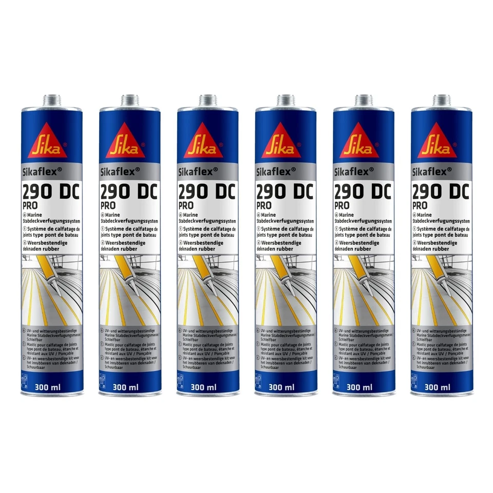 Sparset 6x Sikaflex 290DCPRO UVstabile Bootdichtmasse Stabdeck Dichtstoff 300ml