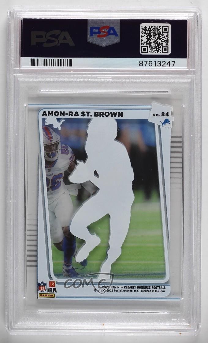 2021 Panini Clearly Donruss Rated Rookie Amon-Ra St Brown #84 PSA 10 GEM MT view 2