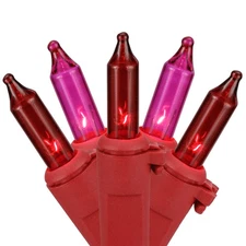 Northlight 50-Count Red and Pink Mini Christmas Light Set, 10ft Red Wire