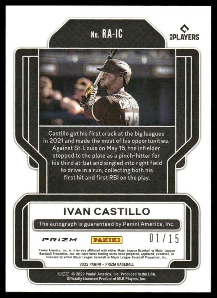 2022 Panini Prizm #RA-IC Ivan Castillo Rookie Bronze AUTO /15 San Diego Padres - Image 2 of 2