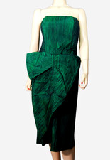 Vintage~LIZZY & JOHNNY~Textured Taffeta Sheath 14 Party Dress Huge Bow Tie Waist