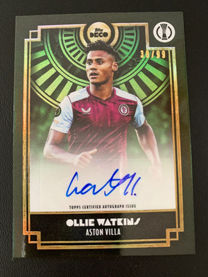 2023-24 Deco UCC Current Stars Green Autographs Ollie Watkins ed/99 ASTON VILLA