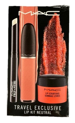 MAC Travel Exclusive Neutral Lip Kit Lipstick Gloss Set New In Box