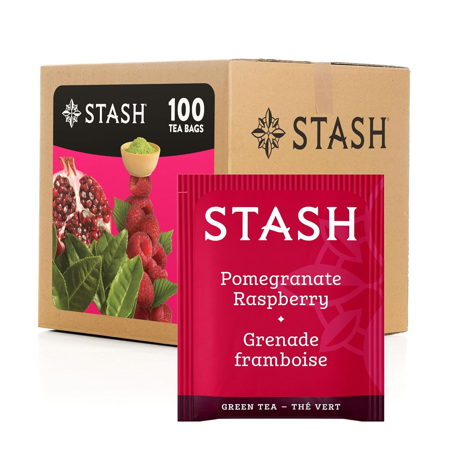 Pomegranate Raspberry Green Tea, Box Of 100 Tea Bags