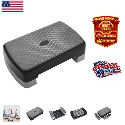 Adjustable 2-Level Aerobic Step Platform - 400 lb Capacity, Non-Slip Surface