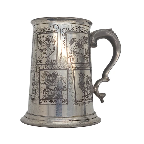 Arcadia En Pewter Tankard – Sheffield England Vintage  Signs Heraldic Beer Mug