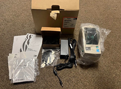 Zebra LP2824 Plus Desktop Label Printer w/ Power Adapter, Cables, Manuals, Box