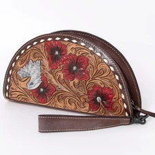AD American Darling Hand-Tooled Leather Taco Handbag – Western Floral Carved